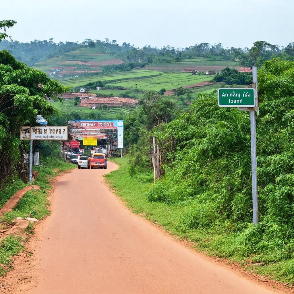 Bien chi duong hoac quang canh tren duong den Cho Mai